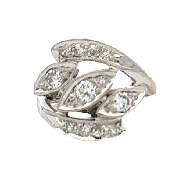 Estate 14K White Gold Marquise Shape Pavè Set Diamonds Bypass Estate Ring Classic Creations In Diamonds & Gold Venice, FL