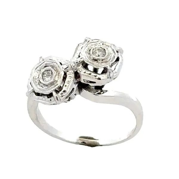 14K White Gold Filigree Style Diamond Bypass EstateRing Classic Creations In Diamonds & Gold Venice, FL