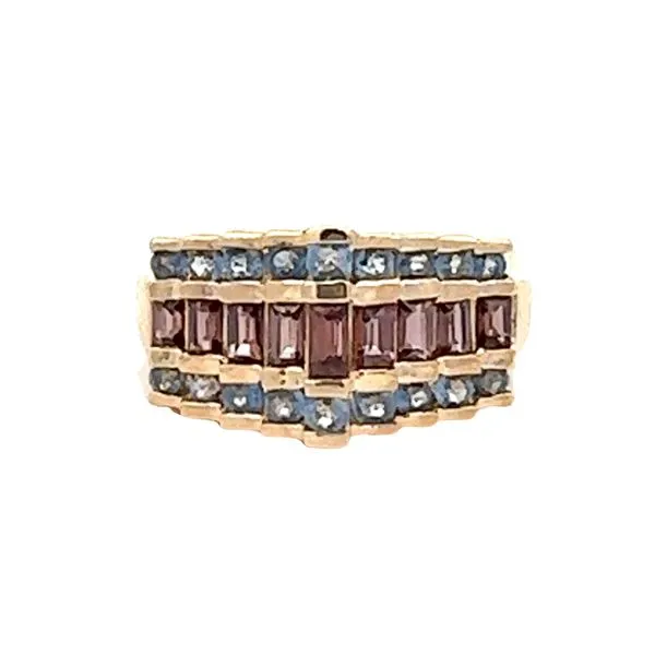 14K Yellow Gold Rhodolite And Tanzanite Pre-Owned Ring Classic Creations In Diamonds & Gold Venice, FL