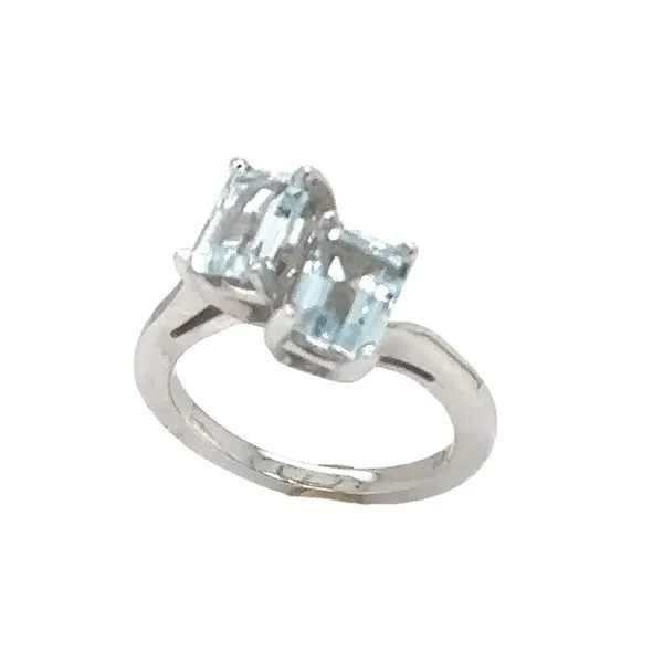 14K White Gold Emerald Cut Aquamarine Pre-Owned Ring Classic Creations In Diamonds & Gold Venice, FL