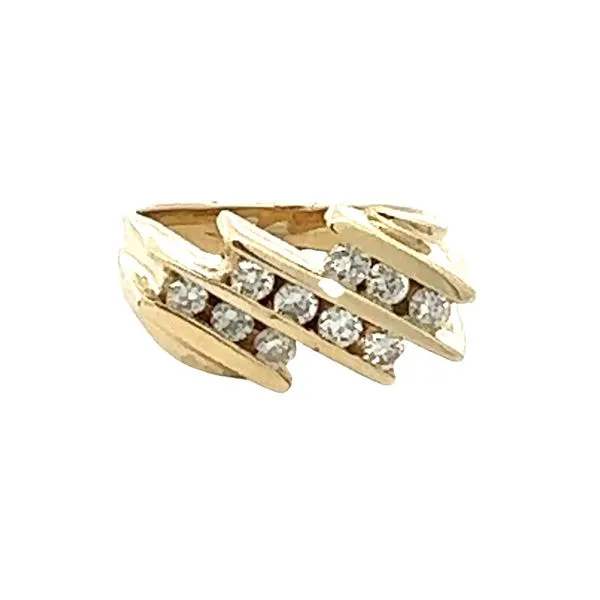 14K Yellow Gold Three Row Diagonal Channel Set Diamond Pre-Owned Ring Classic Creations In Diamonds & Gold Venice, FL
