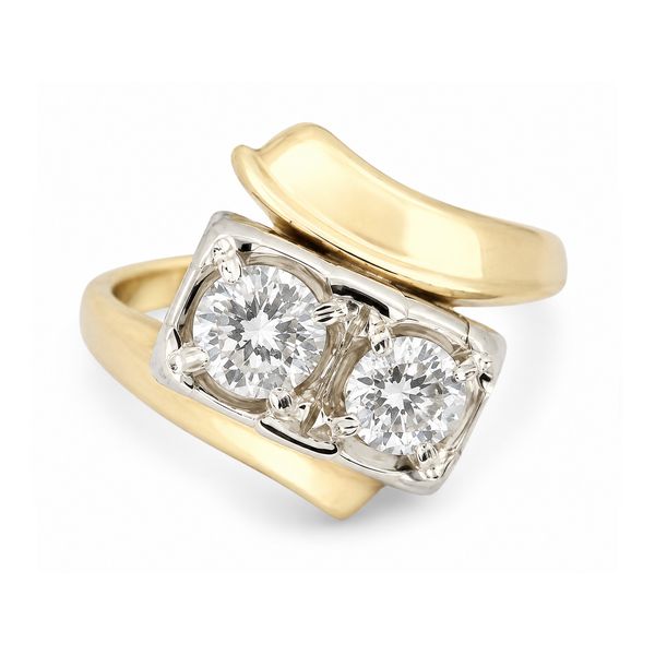 Estate 14K Two-Tone Gold European & Round Brilliant Diamond Bypass Ring | .45 CTW Classic Creations In Diamonds & Gold Venice, FL