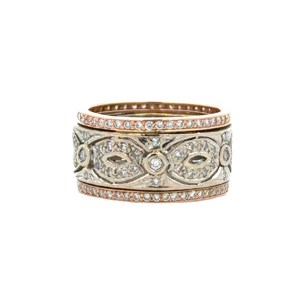 Estate 14K Rose & White Gold Diamond Eternity Band | .88 CTW Natural Diamonds | Size 5 Image 2 Classic Creations In Diamonds & Gold Venice, FL