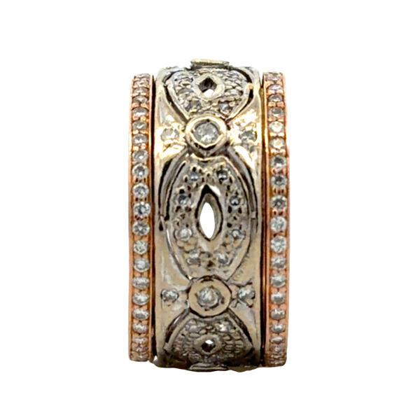 Estate 14K Rose & White Gold Diamond Eternity Band | .88 CTW Natural Diamonds | Size 5 Image 4 Classic Creations In Diamonds & Gold Venice, FL