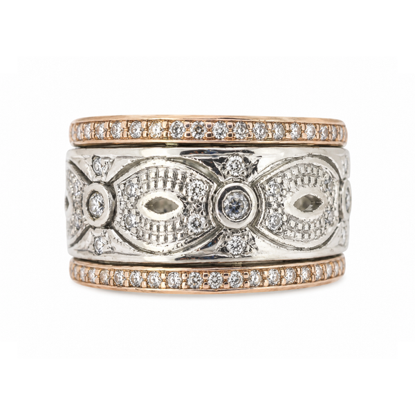 Estate 14K Rose & White Gold Diamond Eternity Band | .88 CTW Natural Diamonds | Size 5 Classic Creations In Diamonds & Gold Venice, FL