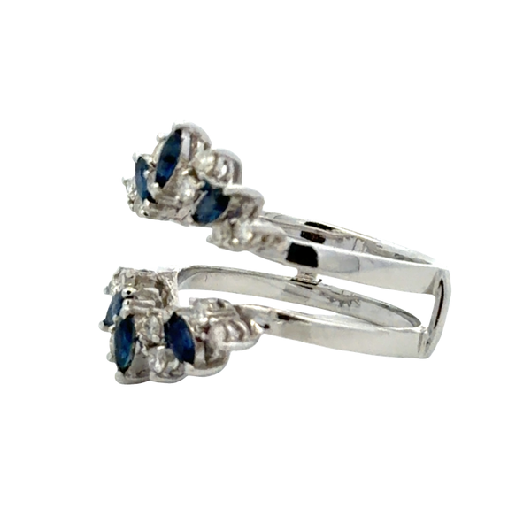 Estate 14K White Gold Sapphire & Diamond Guard Ring | .90 CTW Gemstones Image 2 Classic Creations In Diamonds & Gold Venice, FL