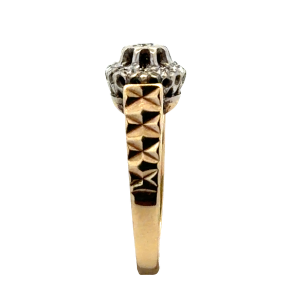 Estate 10K Two-Tone Gold Diamond Pavé Cluster Ring | .07 CTW Natural Diamonds Image 2 Classic Creations In Diamonds & Gold Venice, FL