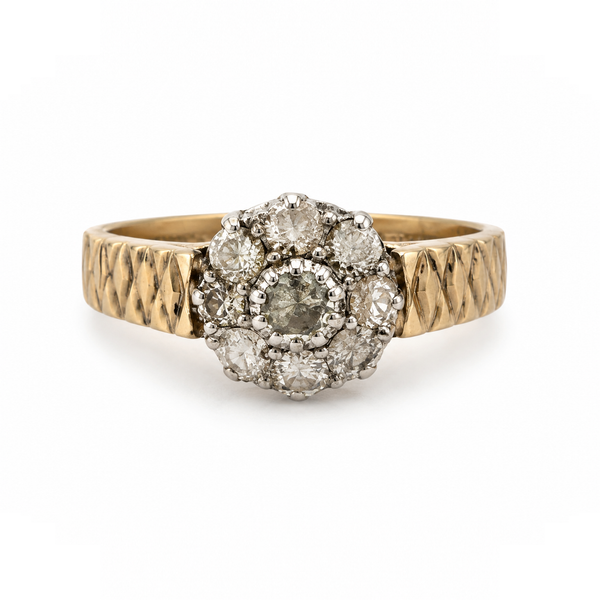 Estate 10K Two-Tone Gold Diamond Pavé Cluster Ring | .07 CTW Natural Diamonds Classic Creations In Diamonds & Gold Venice, FL