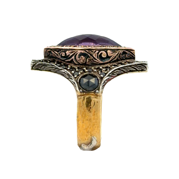 Vintage Sevan Bicakci 22K Yellow Gold & Sterling Silver Amethyst Diamond Ring Image 4 Classic Creations In Diamonds & Gold Venice, FL