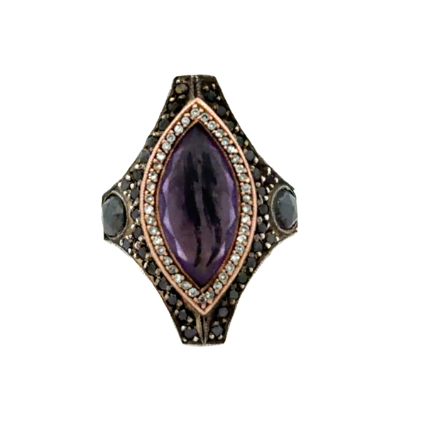 Vintage Sevan Bicakci 22K Yellow Gold & Sterling Silver Amethyst Diamond Ring Classic Creations In Diamonds & Gold Venice, FL