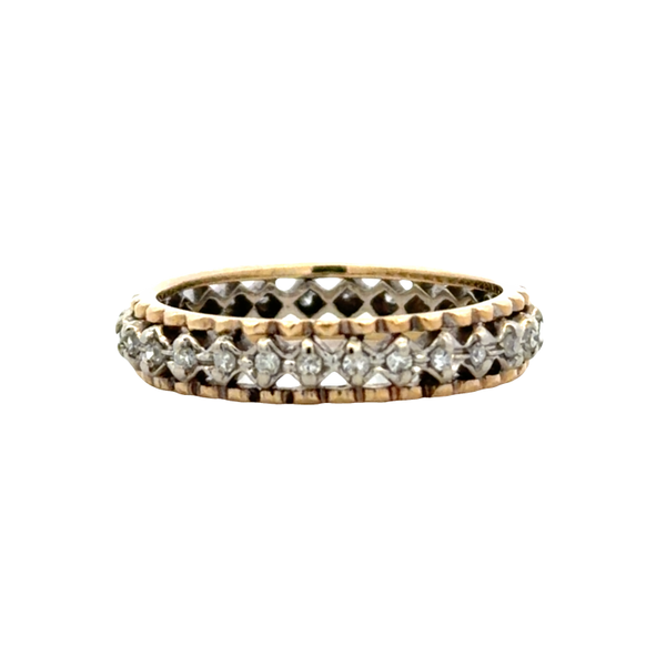 Estate 14K Two-Tone Gold Diamond Eternity Band | .15 CTW | Size 7.5 Image 2 Classic Creations In Diamonds & Gold Venice, FL