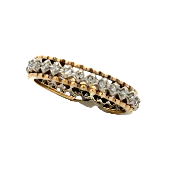 Estate 14K Two-Tone Gold Diamond Eternity Band | .15 CTW | Size 7.5 Image 3 Classic Creations In Diamonds & Gold Venice, FL