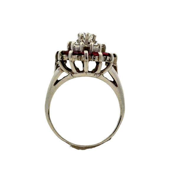 Estate 14K White Gold Ruby & Diamond Cluster Ring – 1.46 CTW Image 3 Classic Creations In Diamonds & Gold Venice, FL
