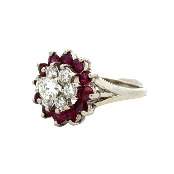 Estate 14K White Gold Ruby & Diamond Cluster Ring – 1.46 CTW Classic Creations In Diamonds & Gold Venice, FL