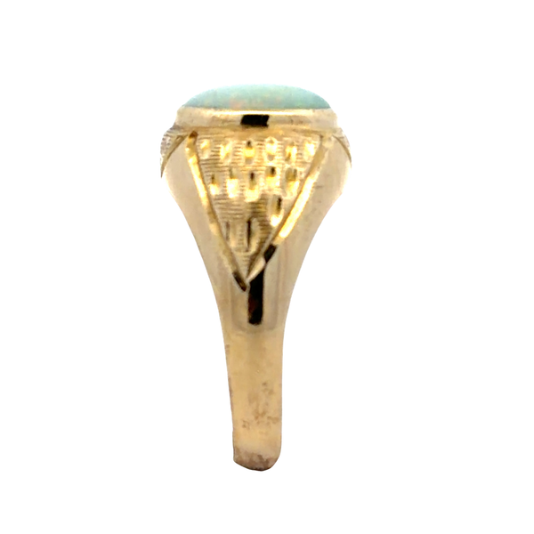 Vintage 1960s Men's 14K Yellow Gold Bezel Set Opal Ring Image 4 Classic Creations In Diamonds & Gold Venice, FL