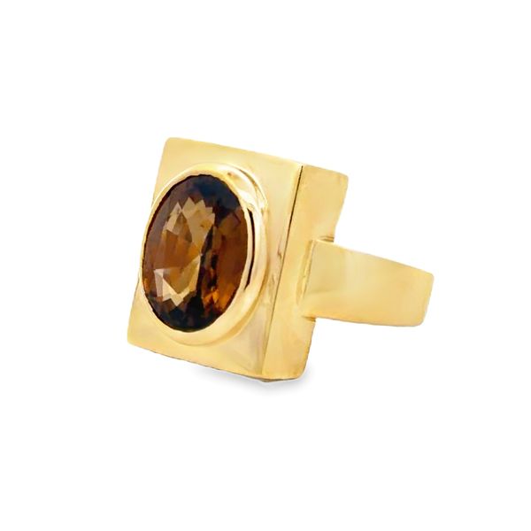 Estate 18K Yellow Gold 5.20 Carat Natural Honey Zircon Bezel Set Ring Image 2 Classic Creations In Diamonds & Gold Venice, FL