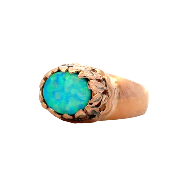 Estate 14K Rose Gold Synthetic Opal Oval Ring – 10 x 8mm Classic Creations In Diamonds & Gold Venice, FL