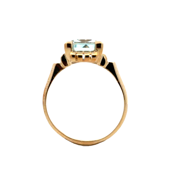 Estate 18K Yellow Gold 3.00 Carat Emerald-Cut Aquamarine Solitaire Ring Image 3 Classic Creations In Diamonds & Gold Venice, FL