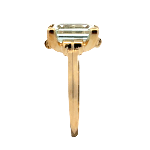 Estate 18K Yellow Gold 3.00 Carat Emerald-Cut Aquamarine Solitaire Ring Image 4 Classic Creations In Diamonds & Gold Venice, FL