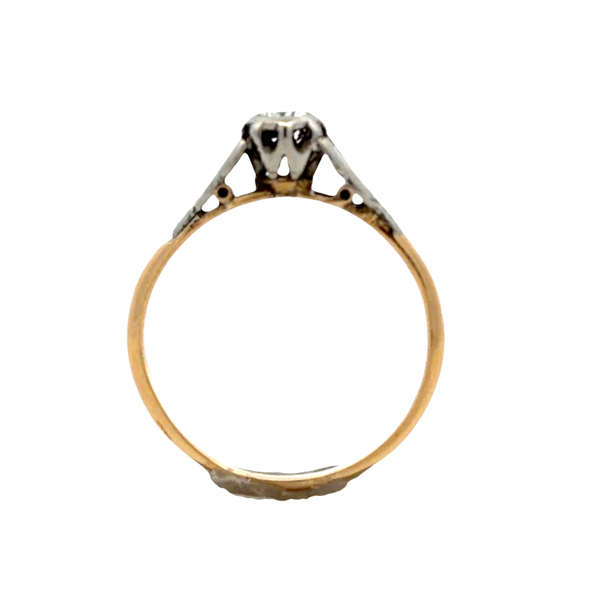 Antique 1930s 16K Yellow Gold & Platinum Diamond Solitaire Engagement Ring – 0.20 CT Image 3 Classic Creations In Diamonds & Gold Venice, FL