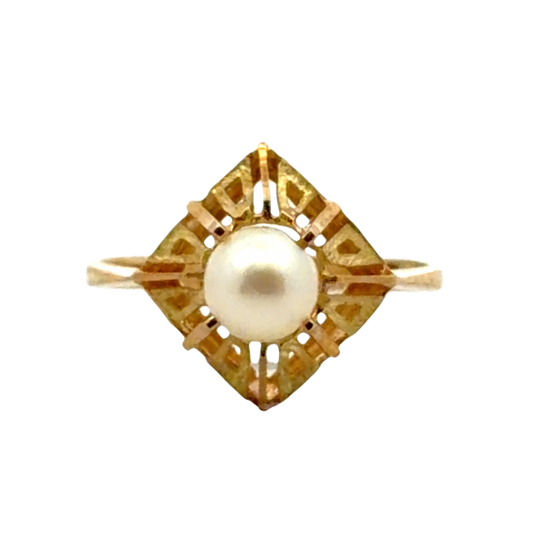 18K Yellow Gold Diamond-Shaped Pearl Ring Image 2 Classic Creations In Diamonds & Gold Venice, FL