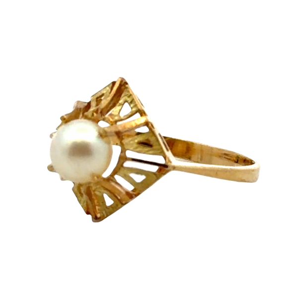 18K Yellow Gold Diamond-Shaped Pearl Ring Image 3 Classic Creations In Diamonds & Gold Venice, FL