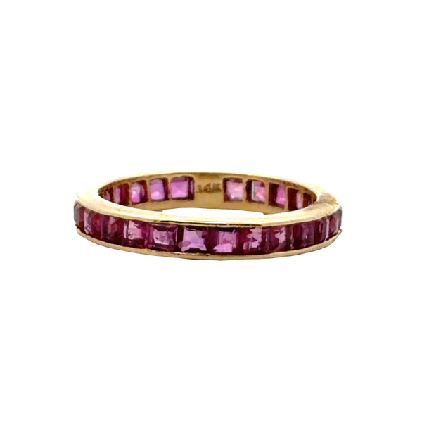 Estate 14K Yellow Gold Step-Cut Ruby Eternity Band – 1.90 CTW | Size 5.75 Classic Creations In Diamonds & Gold Venice, FL
