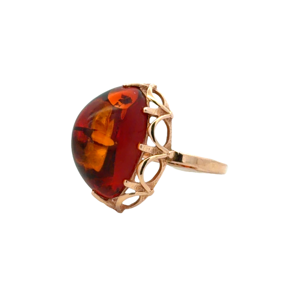 Estate 14K Yellow Gold Russian-Marked Amber Ring Image 2 Classic Creations In Diamonds & Gold Venice, FL