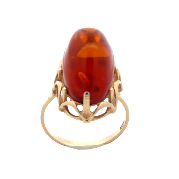 Estate 14K Yellow Gold Russian-Marked Amber Ring Image 3 Classic Creations In Diamonds & Gold Venice, FL