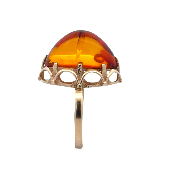 Estate 14K Yellow Gold Russian-Marked Amber Ring Image 4 Classic Creations In Diamonds & Gold Venice, FL