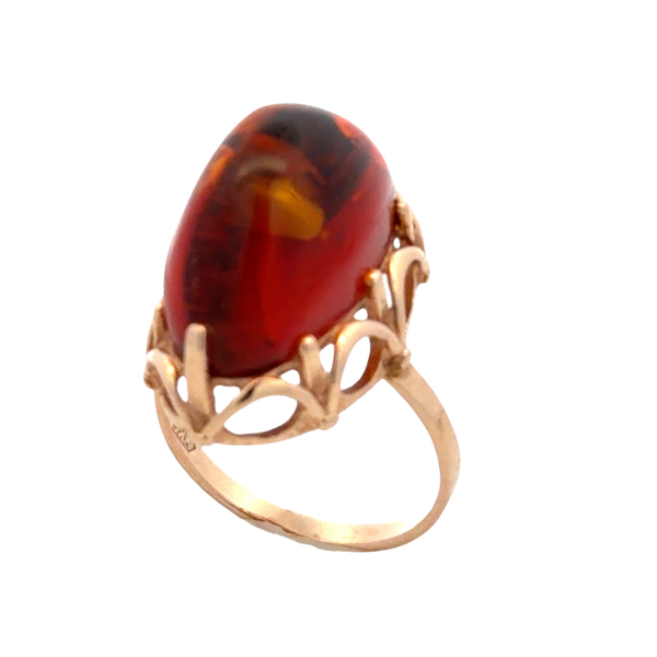 Estate 14K Yellow Gold Russian-Marked Amber Ring Classic Creations In Diamonds & Gold Venice, FL