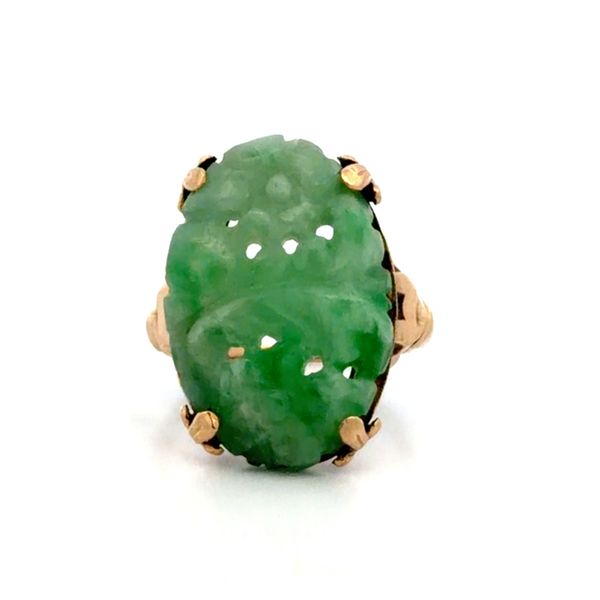 Estate 10K Yellow Gold Carved Jade Ring Image 2 Classic Creations In Diamonds & Gold Venice, FL