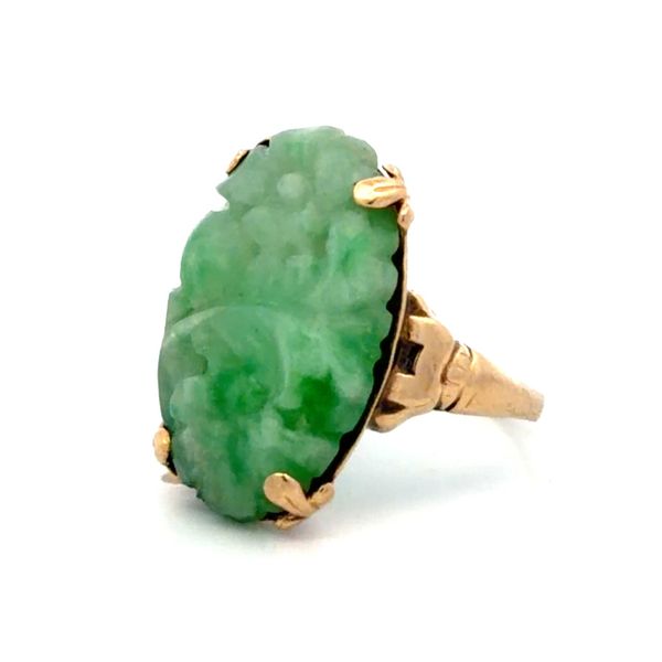 Estate 10K Yellow Gold Carved Jade Ring Classic Creations In Diamonds & Gold Venice, FL