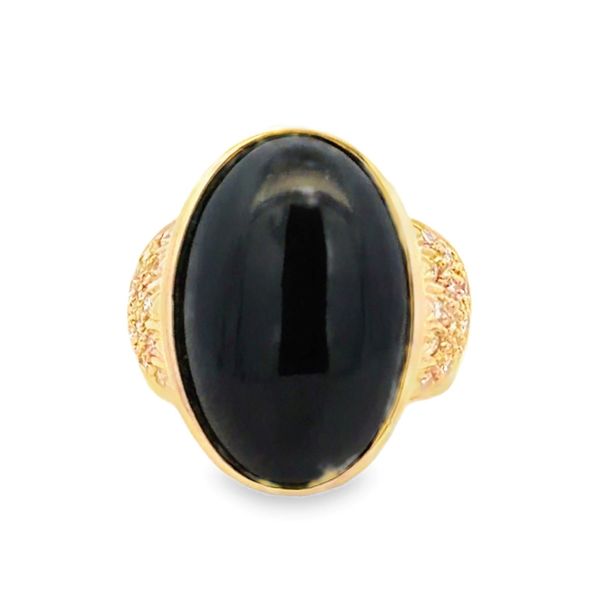 Estate 14K Yellow Gold Black Onyx & Diamond Ring Image 2 Classic Creations In Diamonds & Gold Venice, FL