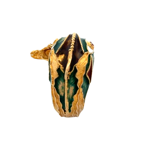 Vintage 1950s 18K Yellow Gold Enameled Fish Ring Image 4 Classic Creations In Diamonds & Gold Venice, FL