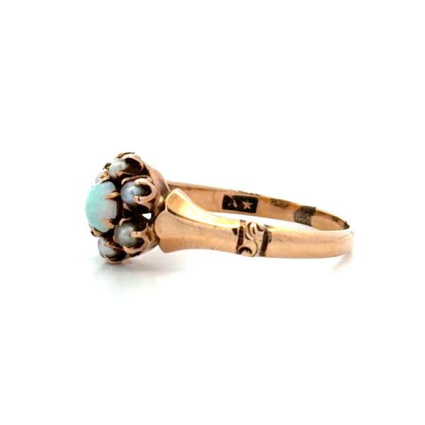 Antique 1930s 10K Yellow Gold Opal and Seed Pearl Ring Image 2 Classic Creations In Diamonds & Gold Venice, FL