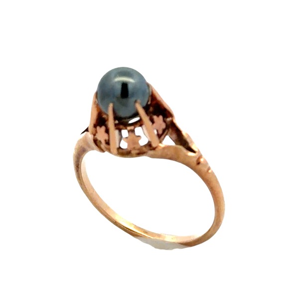 Estate 10K Yellow Gold Hematite Bead Solitaire Ring Classic Creations In Diamonds & Gold Venice, FL