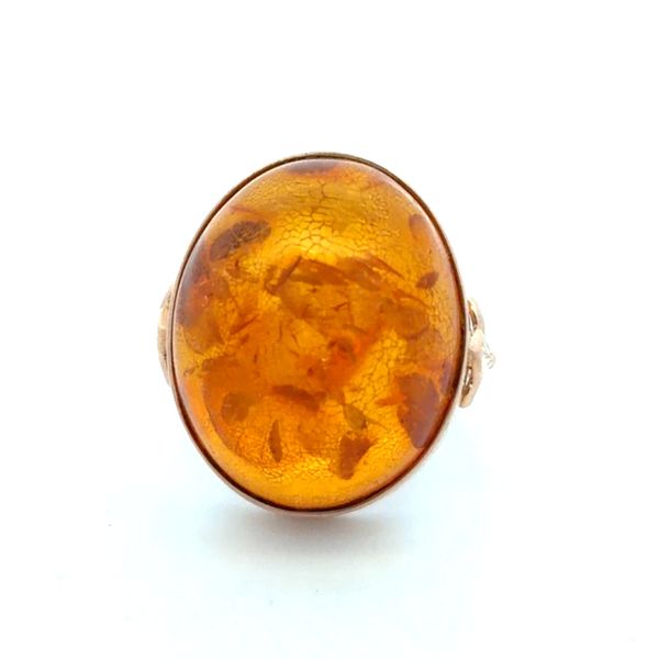 Antique 14K Yellow Gold Russian-Marked Amber Ring – 22.5 x 18.5mm Classic Creations In Diamonds & Gold Venice, FL