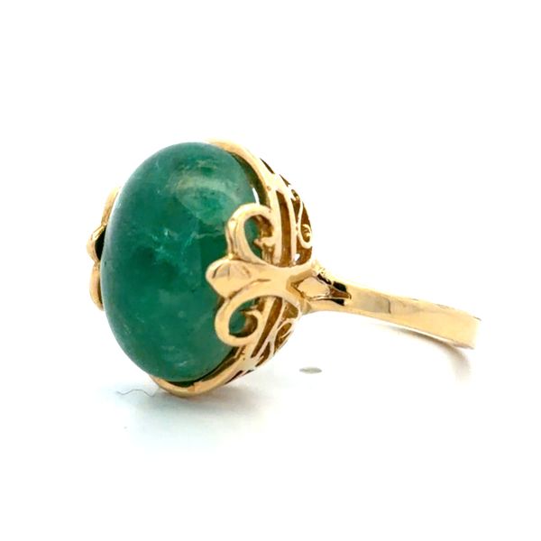 Estate 18K Yellow Gold Cabochon Emerald Ring – Approx. 10.75 Carats Image 2 Classic Creations In Diamonds & Gold Venice, FL