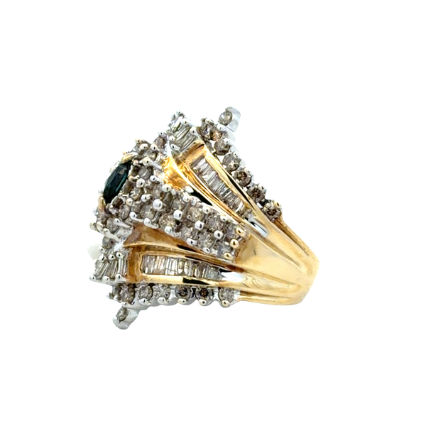 Estate 10K Two-Tone Gold Sapphire & Diamond Cluster Ring – 2.70 CTW Image 2 Classic Creations In Diamonds & Gold Venice, FL