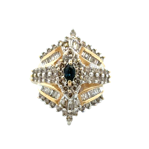 Estate 10K Two-Tone Gold Sapphire & Diamond Cluster Ring – 2.70 CTW Classic Creations In Diamonds & Gold Venice, FL
