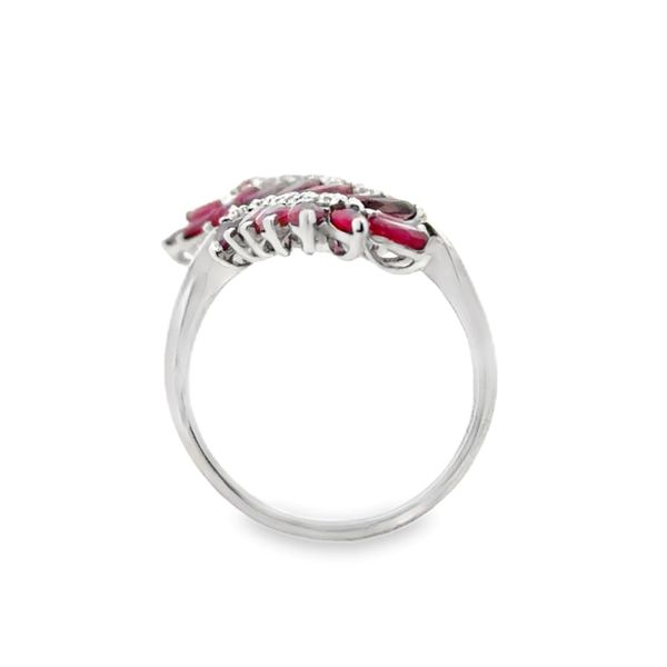 Estate 18K White Gold Ruby & Diamond Leaf Bypass Ring – 4.39 CTW Image 2 Classic Creations In Diamonds & Gold Venice, FL