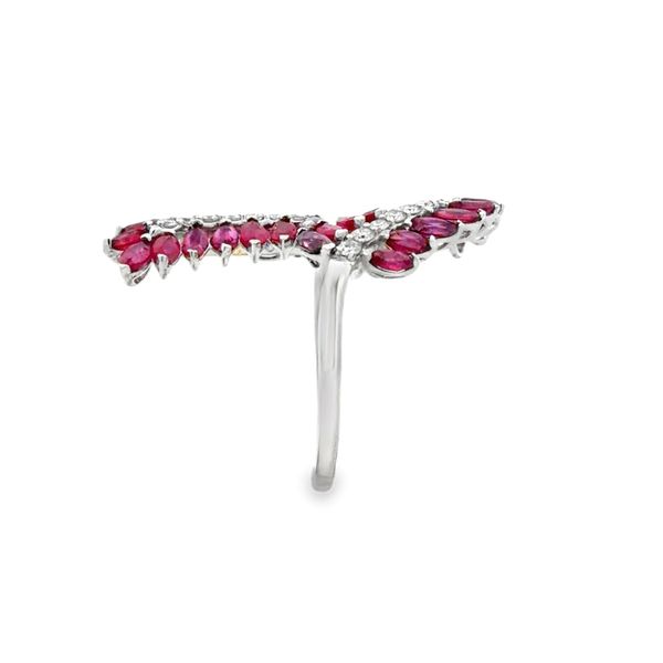 Estate 18K White Gold Ruby & Diamond Leaf Bypass Ring – 4.39 CTW Image 3 Classic Creations In Diamonds & Gold Venice, FL