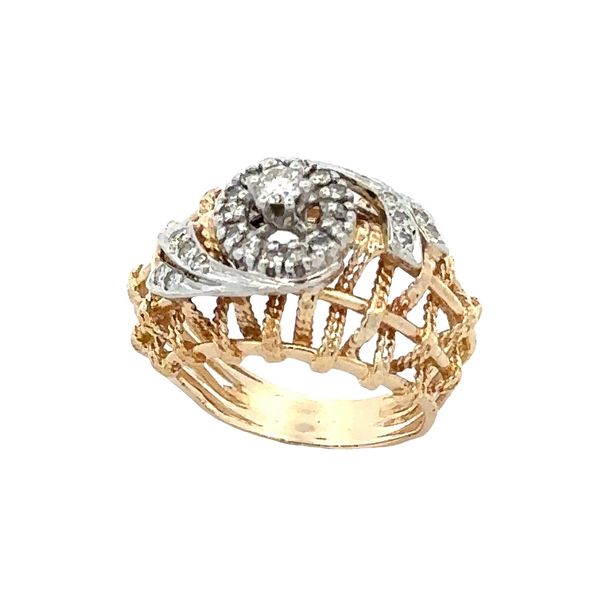 Estate 14K Two Tone Gold Diamond Weave Dome Ring Classic Creations In Diamonds & Gold Venice, FL