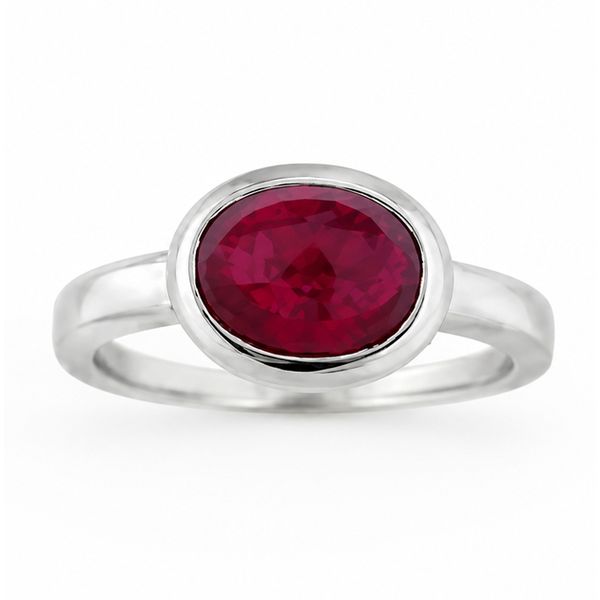 Estate Platinum Cabochon Oval Ruby Bezel Set Ring 2.00 CT Classic Creations In Diamonds & Gold Venice, FL