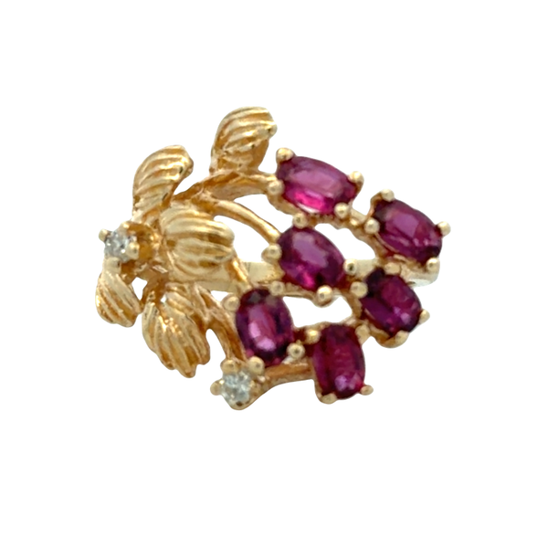 Estate 14K Yellow Gold Ruby and Diamond Grape Cluster Ring 1.26 CTW Image 2 Classic Creations In Diamonds & Gold Venice, FL
