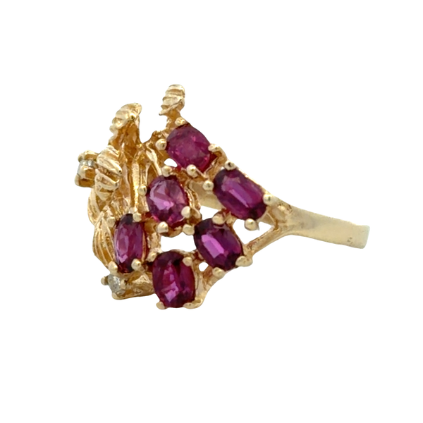 Estate 14K Yellow Gold Ruby and Diamond Grape Cluster Ring 1.26 CTW Image 3 Classic Creations In Diamonds & Gold Venice, FL