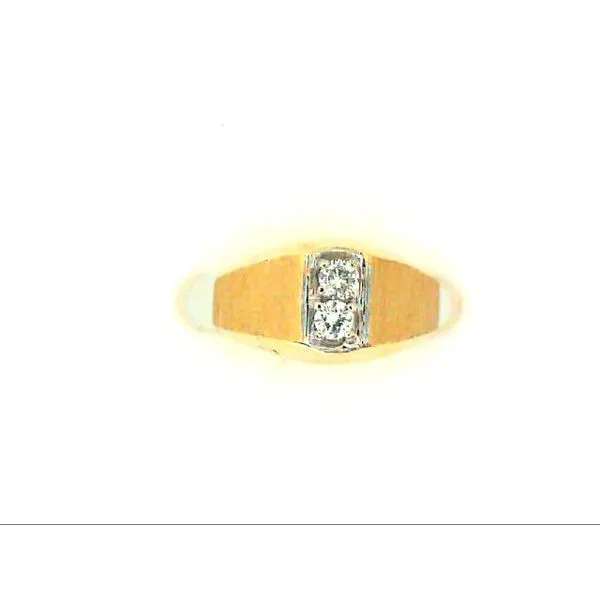 Men's 14K White And Yellow Brushed Gold Round Brilliant Cut Diamond Estate Ring Classic Creations In Diamonds & Gold Venice, FL