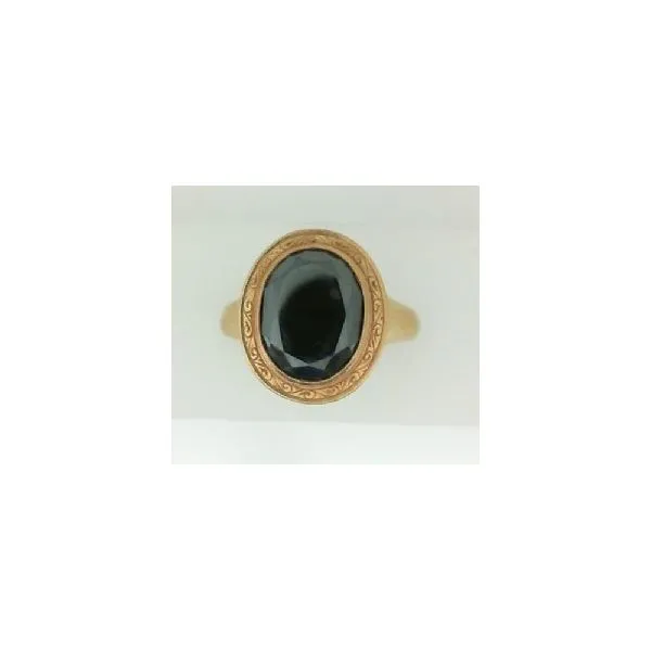 14K Yellow Gold Hematite Bezel Set Men's Estate Ring Classic Creations In Diamonds & Gold Venice, FL