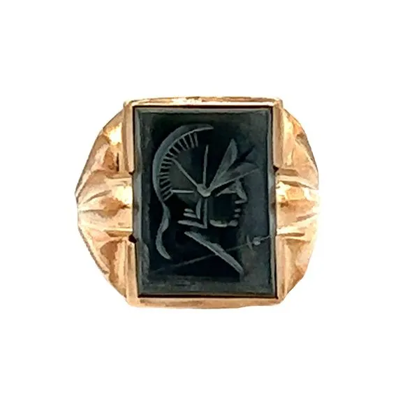 10K Yellow Gold Carved Hematite Intaglio Estate Ring Classic Creations In Diamonds & Gold Venice, FL